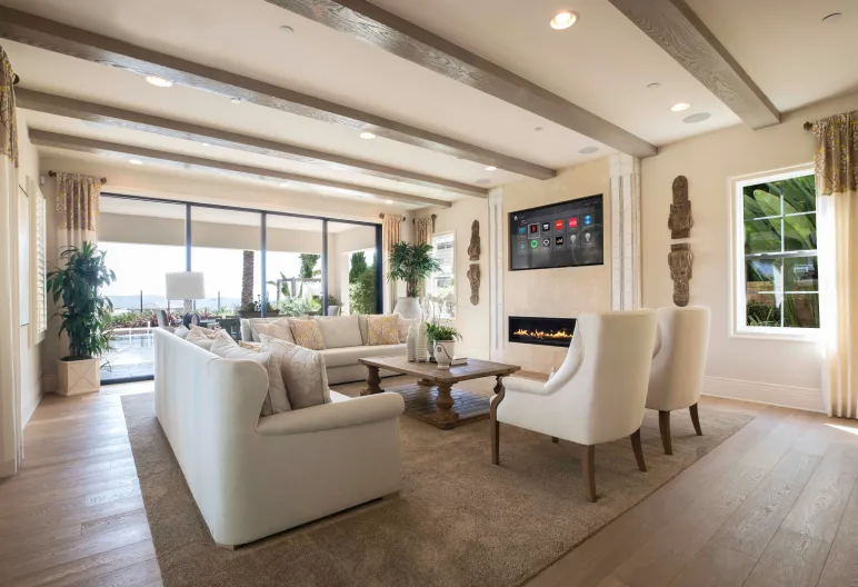 Living room with a security touch screen