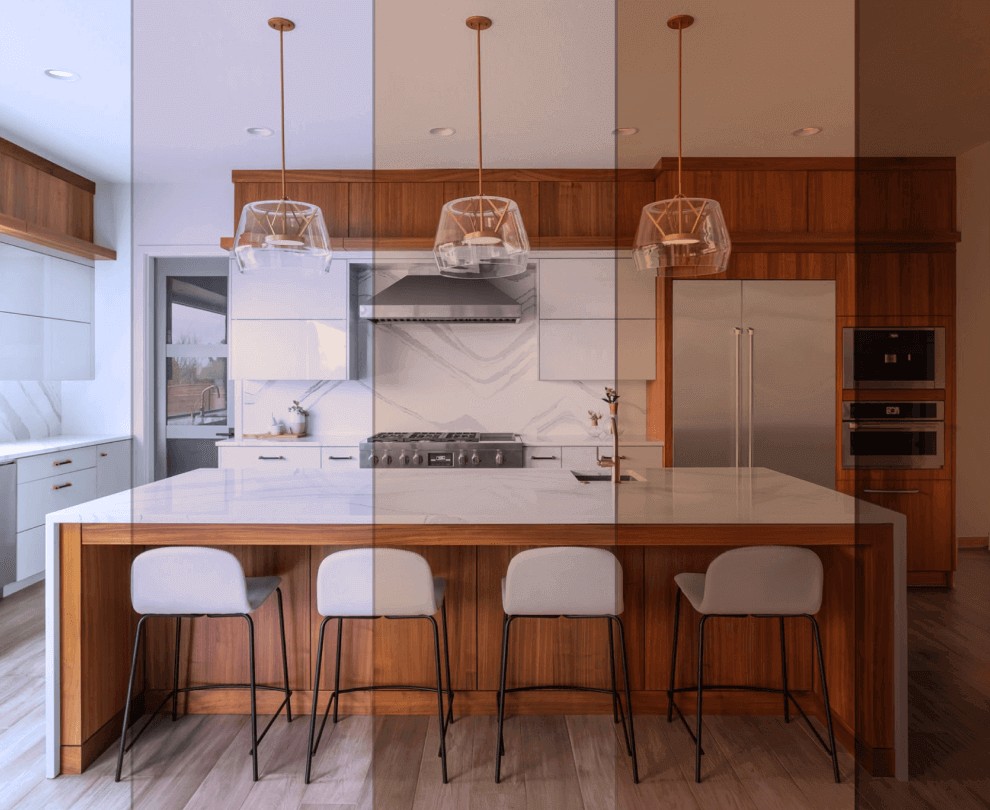 Kitchen with lighting control