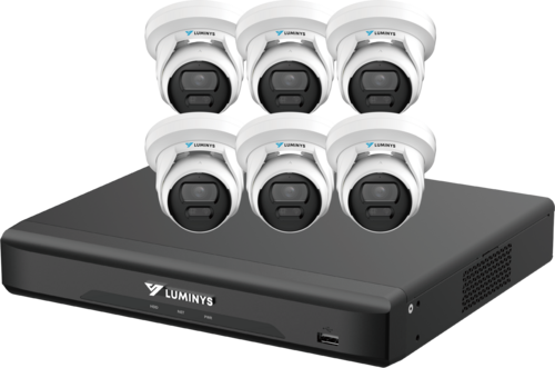 Luminys camera system: network video recorder with six turret cameras